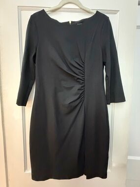 Trina Turk Black Ruched Long Sleeve Sheath Dress